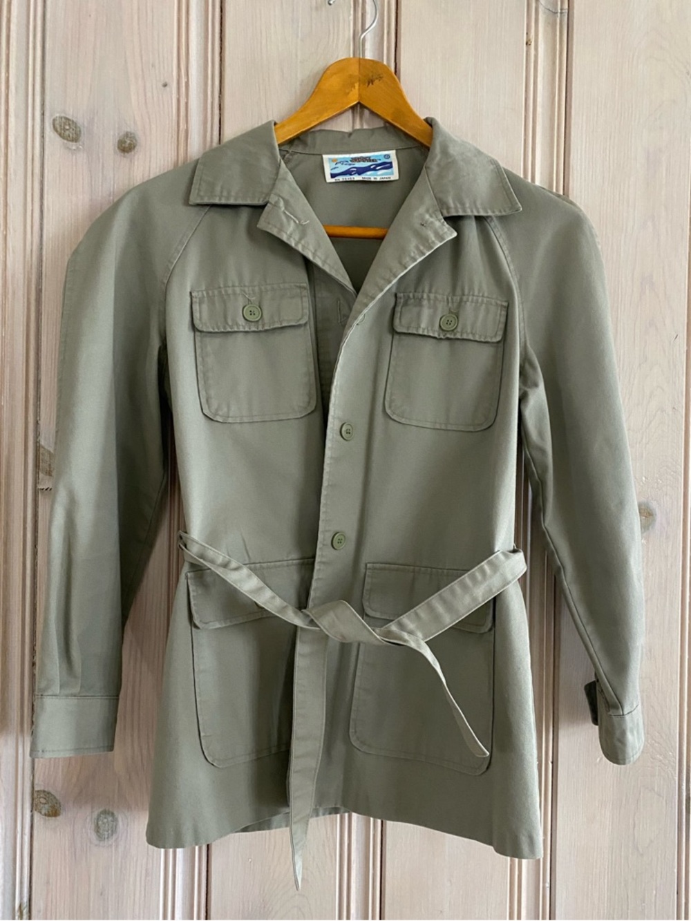 Vintage Olive Green Jacket with Belt - Made in Japan